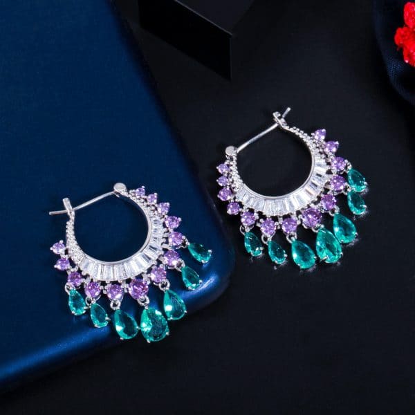 Circle Drop Zircon Tassel Fairy Earrings