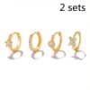 Women's Flower Inlaid Earrings And Buckle 4 Piece Set