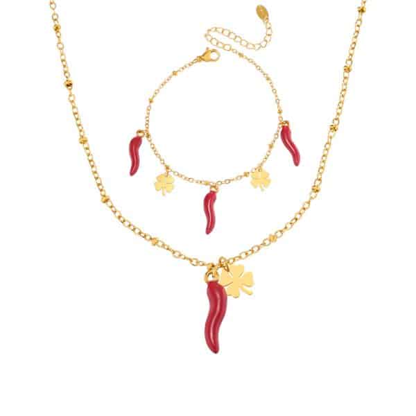 Colored Glaze Pepper Accessories Necklace Bracelet