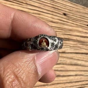 Grotto Buddha Ring Rock Texture Hand-forged Ring
