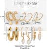 New Pearl Zircon Temperament Stud Earrings Women's Geometric Pearl Stud Earrings 9-piece Set