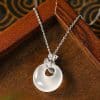 Women High Grade White Ginkgo Necklace