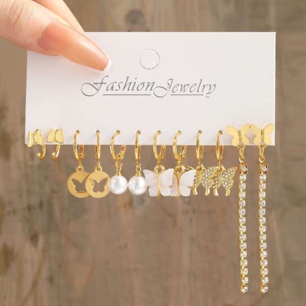 Personalized Metal Three Tube Fried Dough Twist Earring Set 6 Pieces