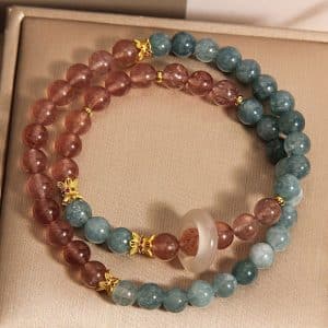 Natural Stone Blue Water Jade Double Ring Bracelet
