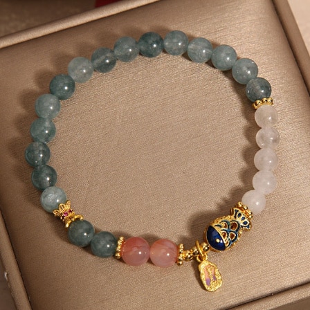 Blue Water Emerald Crystal Goldfish Bracelet For Women