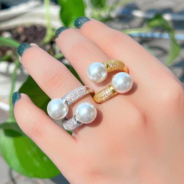 Women's Simple Double Open-end Pearl Ring