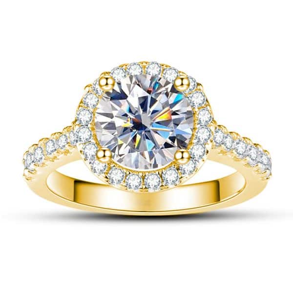 1 Karat 65mm Color Moissanite Ring Gold Ring Shank S925 Sterling Silver Moissanite