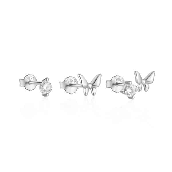 925 Sterling Silver Butterfly Star Devil's Eye Set With Diamond Earrings