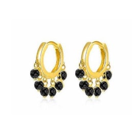 Silver Needle One Piece Diamond Earrings Double Circle Fashion Trend