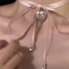 Women's Ribbon Love Pendant Fashion Necklace Clavicle Chain