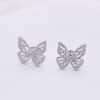 Micro Set Zircon Sterling Silver Butterfly Stud Earrings