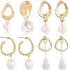 Ladies European And American Pearl Earrings Set Of 4