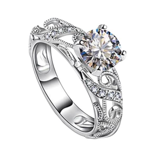 Zircon Ring Colorful Gold Four Claw Diamond