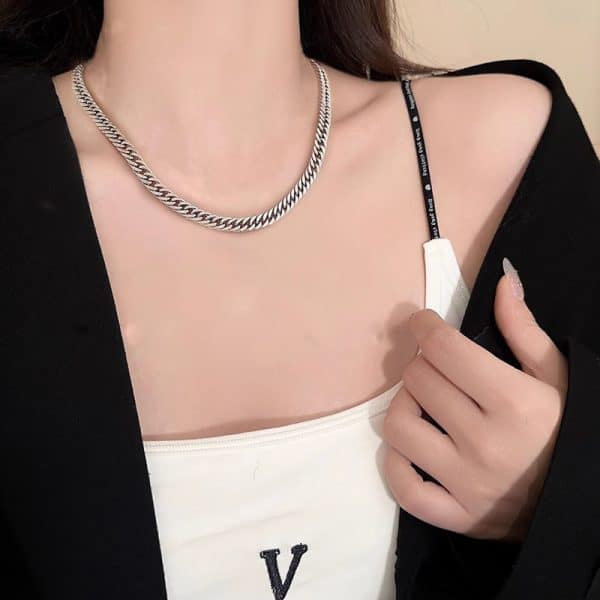 Advanced Double-woven Four-sided Grinding Trend Men's Versatile Simple Necklace