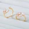 14K Gold-plated Color Retention Inlaid Zircon Natural White Shell Butterfly Pearl Ring