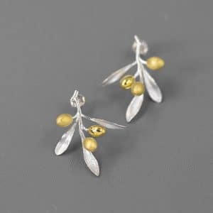 The Taste Of Love Sterling Silver Natural  And Elegant Olive Branch Stud Earrings