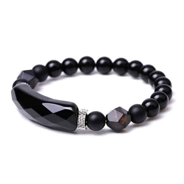 Black Agate Diamond-shaped Cut Bracelet For Women