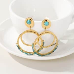 Retro Circle Natural Stone Earrings For Women