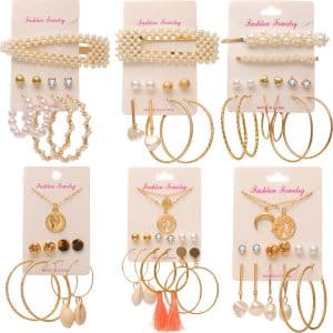 Pearl Headdress Necklace Love Tassel Earrings Set Creative Retro Simple