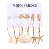 Conch Series Earrings Female Starfish Shell Seaside Beach Style Earrings 6 Pairs Set