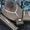 Bridal Wedding Dinner Jewelry Suit Fashion Rose Zircon Necklace Earrings Four-piece Set