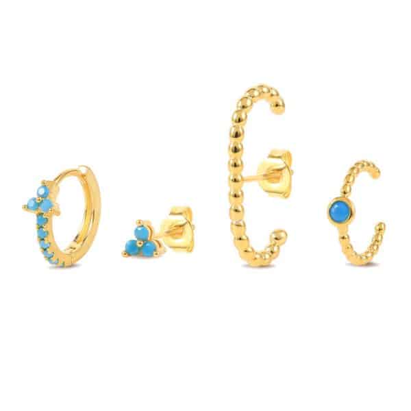Women's Snake Shape Spiral Hoop Earrings Set