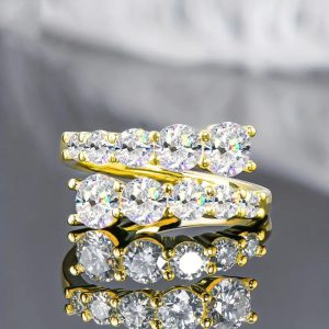Round Four-claw Inlaid Ring Elegant French Style