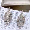 Natural Wind Micro-set Zircon Leaf-shaped Earrings With Silver Needles