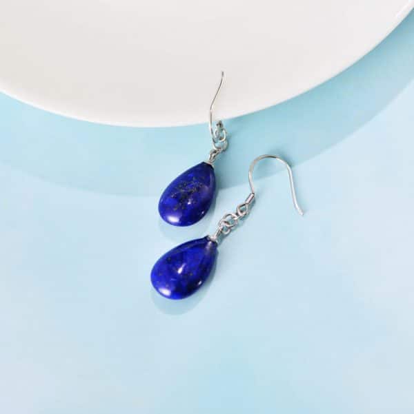 Chain drop lapis lazuli earrings