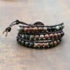 Pure Handmade Bracelet Made of Pine Stone and Natural Stone