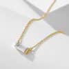 925 Sterling Silver Twelve Birthstone Square Clavicle Chain Women's Simple