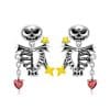 S925 Sterling Silver Skull Bone Stud Earrings Set With Zirconium Epoxy Personality