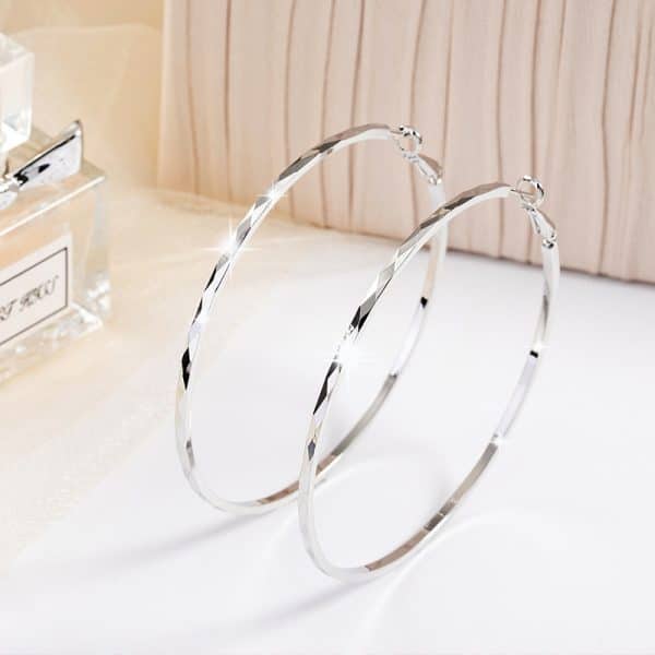 925 Sterling Silver Lace Laser Pattern Circle Earrings