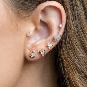 New Dream Blue Loving Heart Planet Earrings 4-piece Set