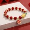 Chinese Style Beads String Bracelet Lucky Dragon Year Lucky Coin Agate Bracelet