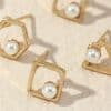 Personality Creative Geometric Ear Jewelry Round Square Pearl Earring Set