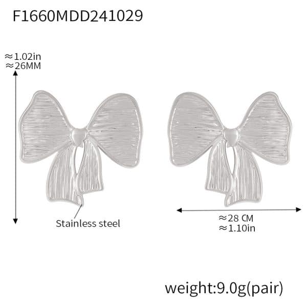 Bow Stud Earrings Stainless Steel PVD Electroplating Color Retention Simple