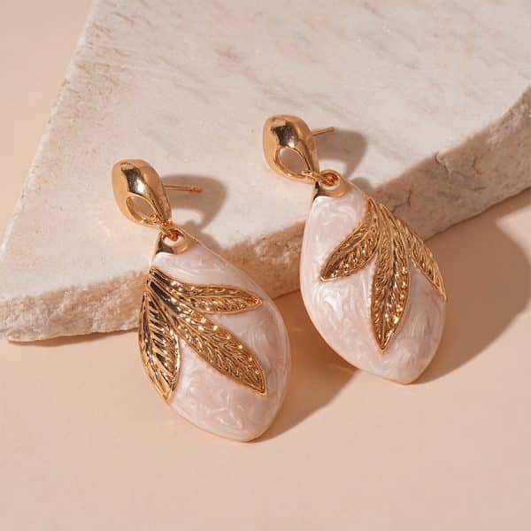 Vintage Dripping Oil Leaves Water Drop Geometry Earrings