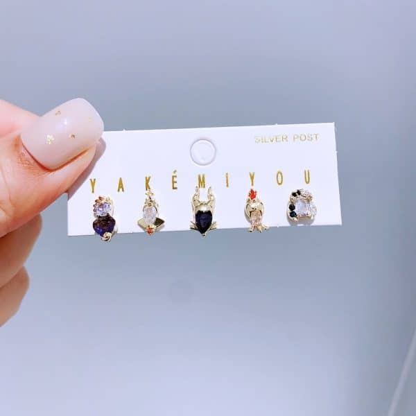 Zircon Earrings 5-piece Set