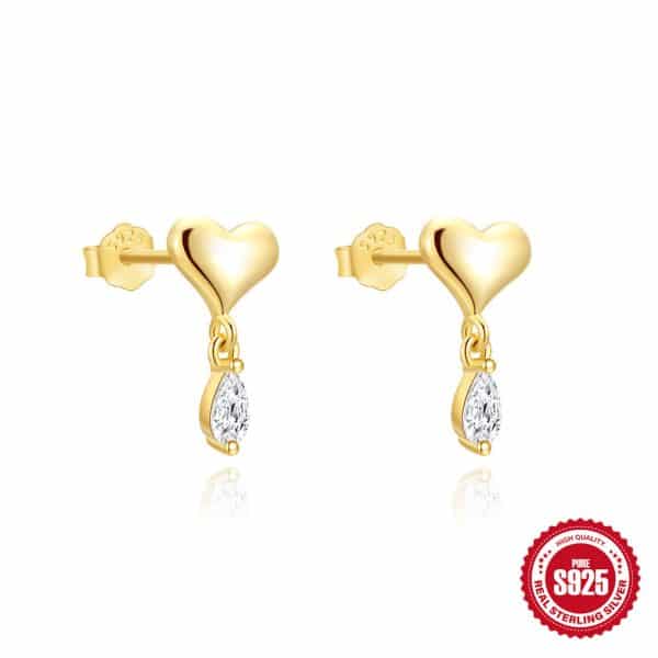 Women's Heart Trendy Water Drop Zircon Earrings