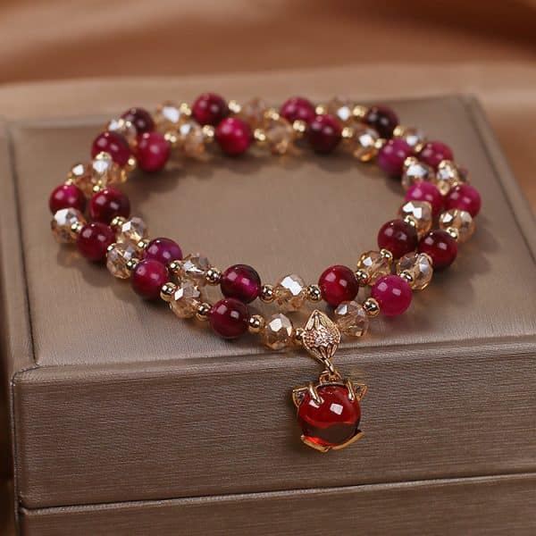 Ins Natural Rose Tigereye Crystal Bracelet