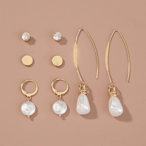 Simple And Versatile Earrings Set Diamond Pearl Earrings Drop Earrings Multi-style Earrings
