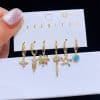 Light Luxury Color Heart-shaped Zircon XINGX Ear Clip 6-piece Set