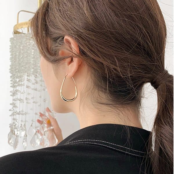 Drop Shape Pendant Metal Big Circle Earrings Geometry