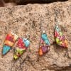 Colorful Emperor Stone Geometric Shaped Stone Earrings Triangle Temperament