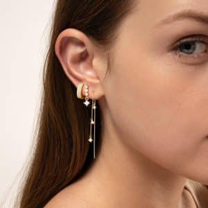 Inlaid Zircon Fashion Four Eight-pointed Stars Women's Earrings Three-piece Set