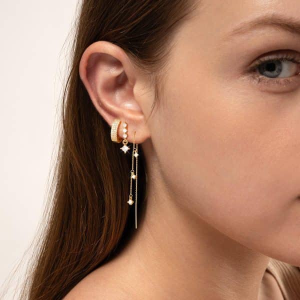 Inlaid Zircon Fashion Four Eight-pointed Stars Women's Earrings Three-piece Set