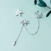 Asymmetric tassel water drop diamond earrings