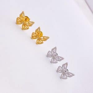 Micro Set Zircon Sterling Silver Butterfly Stud Earrings