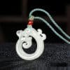 Xinjiang Hetian Jade Greenish White Jade Pendant Twelve Zodiac Dragon Necklace